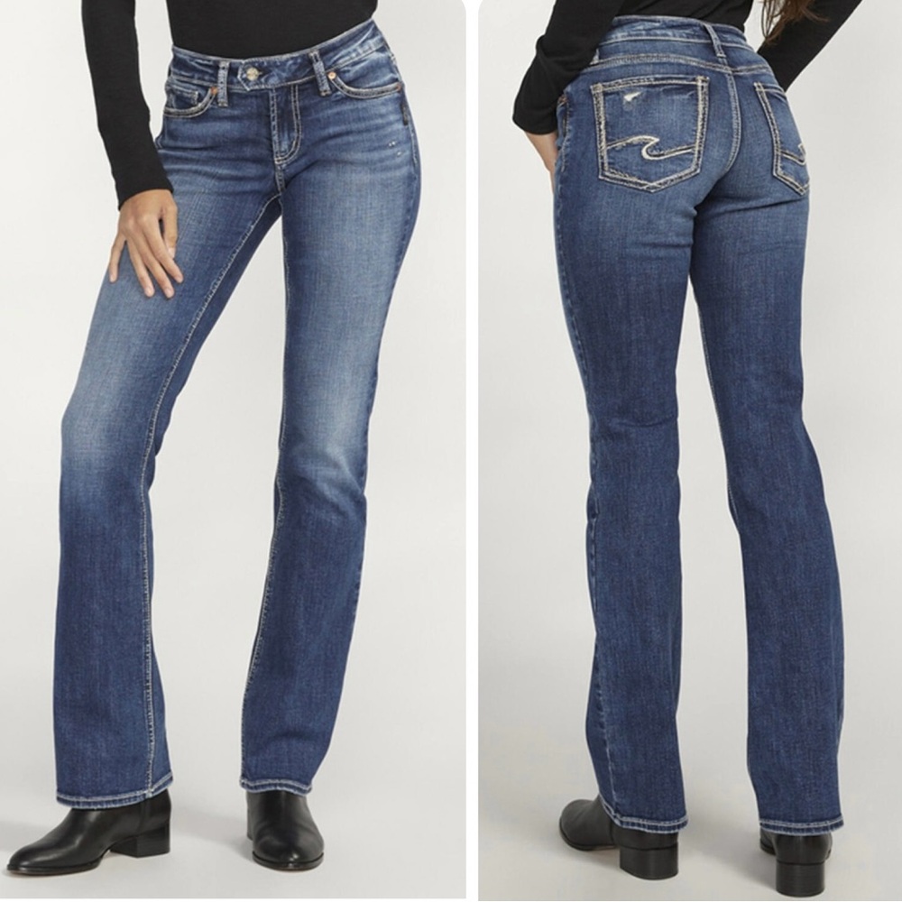 Silver Tuesday Low Rise Slim Bootcut Jeans Women’s Size 30 Long Inseam Tab Waist